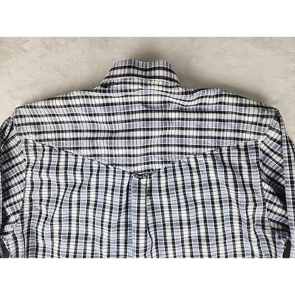 Coyote Mood Shirt Mens Large White/Blue Square Plaid Long Sleeve Snap Western - Picture 13 of 13